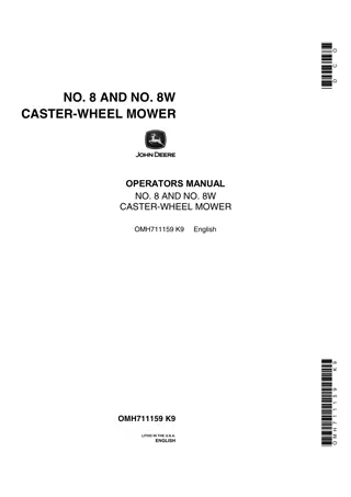 John Deere NO.8 and NO.8W Caster-Wheel Mower Operator’s Manual Instant Download (Publication No.OMH711159)