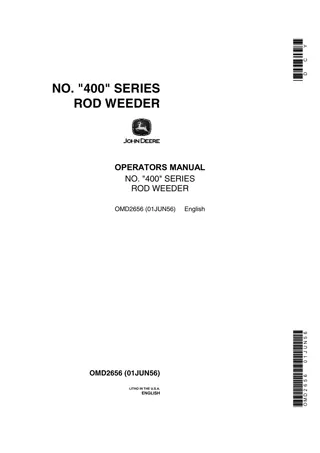 John Deere NO.400 Series Rod Weeder Operator’s Manual Instant Download (Publication No.OMD2656)