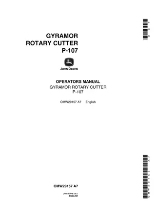 John Deere P-107 Gyramor Rotary Cutter Operator’s Manual Instant Download (Publication No.OMW29157)