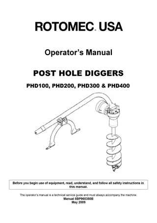 John Deere PHD100 PHD200 PHD300 PHD400 POST HOLE DIGGERS Operator’s Manual Instant Download (Publication No. 5BP960380B)