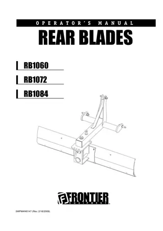 John Deere RB1060 RB1072 RB1084 Rear Blades Operator’s Manual Instant Download (Publication No.5WPMAN0147)