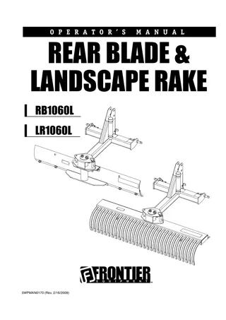 John Deere RB1060L LR1060L Rear Blades & Landscape Rake Operator’s Manual Instant Download (Publication No.5WPMAN0170)