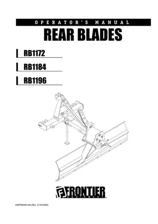 John Deere RB1172 RB1184 RB1196 Rear Blades Operator’s Manual Instant Download (Publication No. 5WPMAN0148)