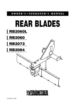 John Deere RB2060L RB2060 RB2072 RB2084 Rear Blades Owner’s Operator’s Manual Instant Download (Publication No. 5WS105002)