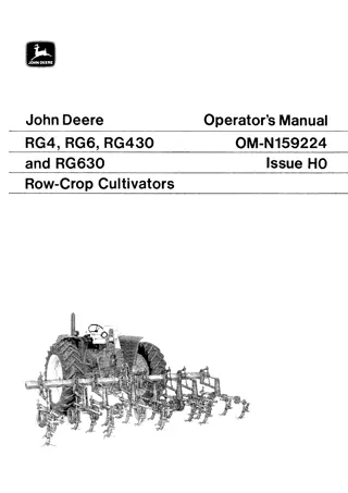 John Deere RG4 RG6 RG430 and RG630 Row-Crop Cultivators Operator’s Manual Instant Download (Publication No.OMN159224)