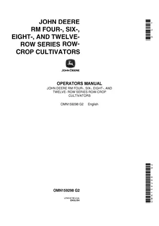 John Deere Rm Four- Six- Eight- and Twelve- Row Series Row-Crop Cultivators Operator’s Manual Instant Download (Publication No.OMN159298)