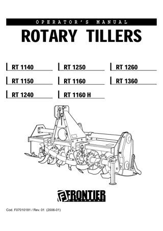 John Deere RT1140 RT1150 RT1240 RT1250 RT1160 RT1160H RT1260 RT1360 Rotary Tillers Operator’s Manual Instant Download (Publication No. 5MHF07010181)