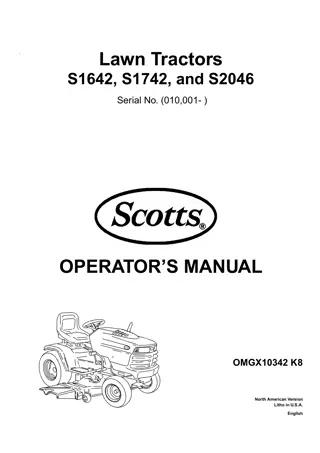 John Deere S1642 S1742 and S2046 Lawn Tractors Operator’s Manual Instant Download (PIN010001-) (Publication No.OMGX10342)