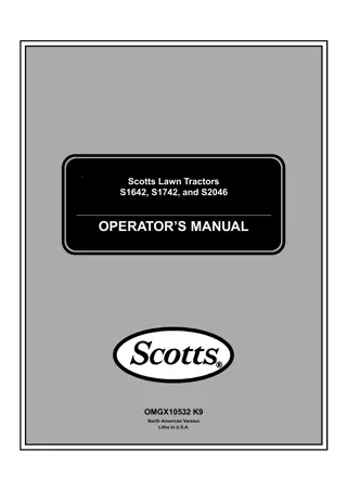 John Deere S1642 S1742 and S2046 Scotts Lawn Tractors Operator’s Manual Instant Download (PIN020001-) (Publication No.OMGX10532)