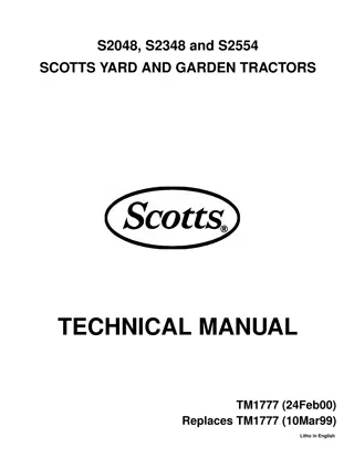 JOHN DEERE S2048 SCOTTS YARD AND GARDEN TRACTOR Service Repair Manual Instant Download