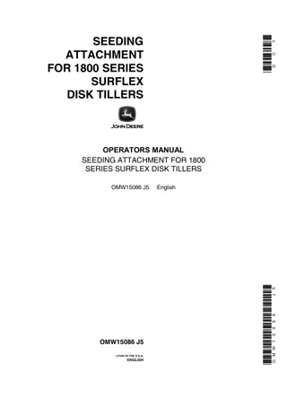 John Deere Seeding Attachment for 1800 Series Surflex Disk Tillers Operator’s Manual Instant Download (Publication No.OMW15086)