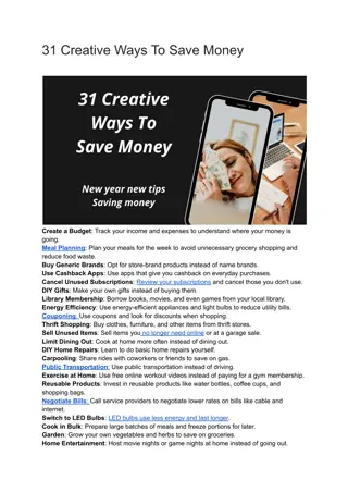 31 Creative Ways To Save Money
