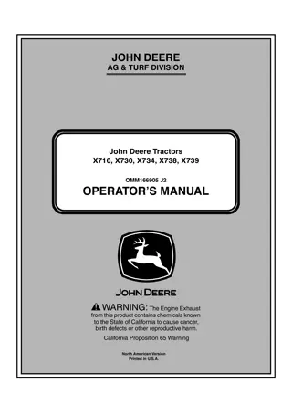 John Deere X730 Tractors Operator’s Manual Instant Download (PIN010001-) (Publication No.OMM166905)