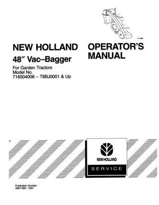 New Holland 48 Vac-Bagger for Garden Tractors (Model No.716504006-T8BJ0001 & Up) Operator’s Manual Instant Download (Publication No.42871820)