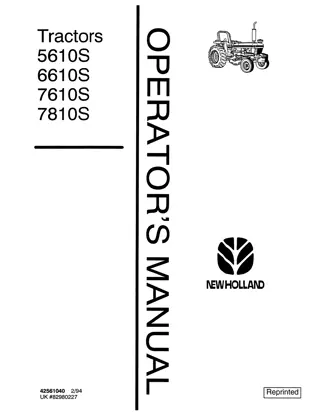 New Holland 5610S 6610S 7610S 7810S Tractors Operator’s Manual Instant Download (Publication No.42561040)