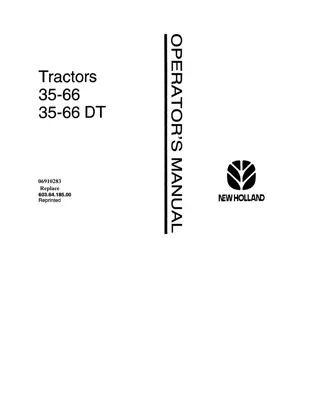 New Holland Fiat 35-66 36-66 DT Tractors Operator’s Manual Instant Download (Publication No.06910283)