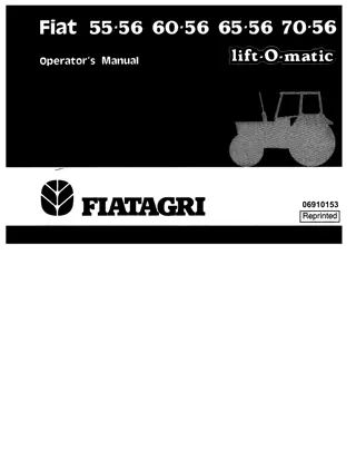 New Holland Fiat 55-56 60-56 65-56 70-56 Tractors Operator’s Manual Instant Download (Publication No.06910153)