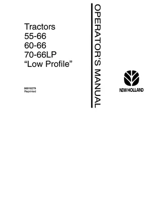 New Holland Fiat 55-66 60-66 70-66LP Low Profile Tractors Operator’s Manual Instant Download (Publication No.06910279)