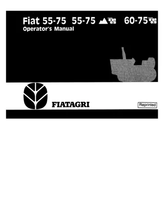 New Holland Fiat 55-75 60-75 Tractors Operator’s Manual Instant Download (Publication No.06910156)