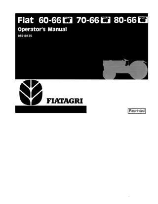 New Holland Fiat 60-66 70-66 80-66 Tractors Operator’s Manual Instant Download (Publication No.06910135)