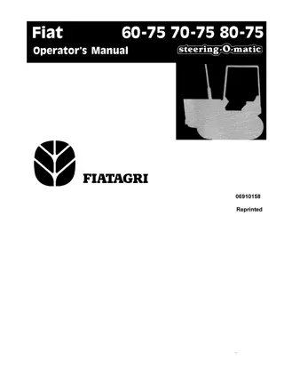 New Holland Fiat 60-75 70-75 80-75 Tractors Operator’s Manual Instant Download (Publication No.06910158)