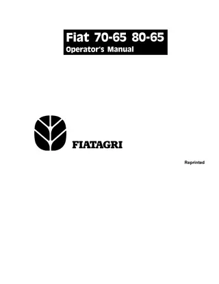 New Holland Fiat 70-65 80-65 Tractors Operator’s Manual Instant Download (Publication No.06910124)