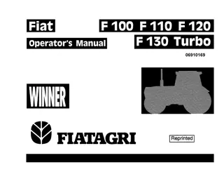 New Holland Fiat F100 F110 F120 F130 Turbo Tractors Operator’s Manual Instant Download (Publication No.06910169)