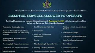 Essential Services Allowed During State of Emergency in Ministry of Commerce