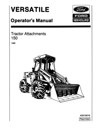 Versatile 150 Tractor Attachments Operator’s Manual Instant Download (Publication No.43015010)