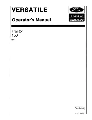 Versatile 150 Tractor Operator’s Manual Instant Download (Publication No.42015013)