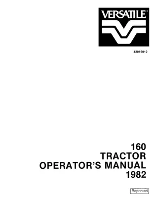 Versatile 160 Tractor Operator’s Manual Instant Download (Publication No.42016010)