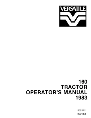 Versatile 160 Tractor Operator’s Manual Instant Download (Publication No.42016011)