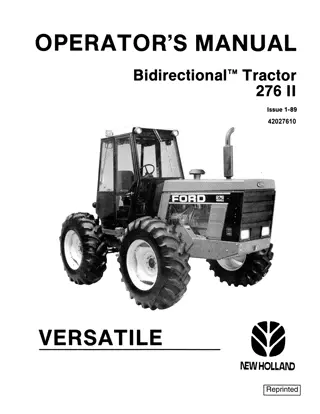 Versatile 276 II Bidirectional™ Tractor Operator’s Manual Instant Download (Publication No.42027610)