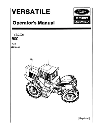 Versatile 500 Tractor Operator’s Manual Instant Download (Publication No.42050030)