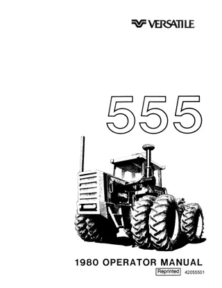 Versatile 555 Tractor Operator’s Manual Instant Download (Publication No.42055501)