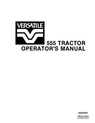 Versatile 555 Tractor Operator’s Manual Instant Download (Publication No.42055507)