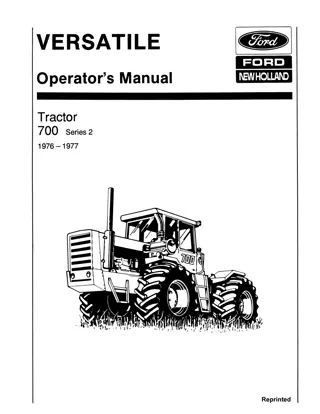 Versatile 700 Series 2 Tractor Operator’s Manual Instant Download (Publication No.42070011)