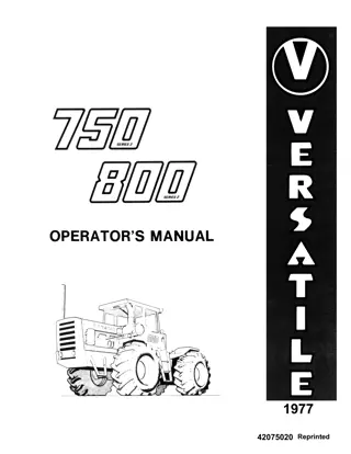 Versatile 750 800 Series 2 Tractors Operator’s Manual Instant Download (Publication No.42075020)