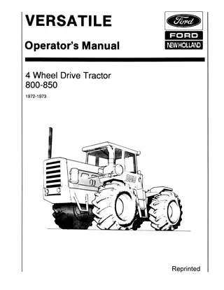 Versatile 800 850 4 Wheel Drive Tractors Operator’s Manual Instant Download (Publication No.42080020)