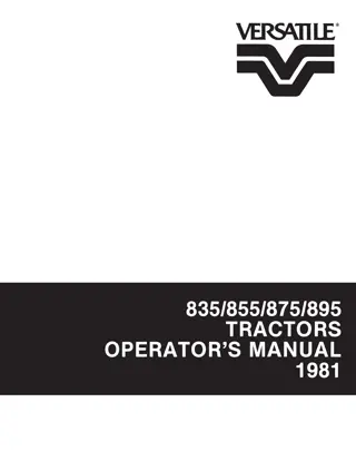 Versatile 835 855 875 895 Tractors Operator’s Manual Instant Download (Publication No.42083540)