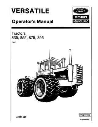 Versatile 835 855 875 895 Tractors Operator’s Manual Instant Download (Publication No.42083541)