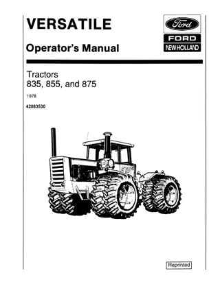 Versatile 835 855 and 875 Tractors Operator’s Manual Instant Download (Publication No.42083530)