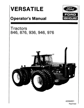 Versatile 846 876 936 946 976 Tractors Operator’s Manual Instant Download (Publication No.42084651)