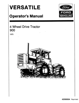 Versatile 900 4 Wheel Drive Tractor Operator’s Manual Instant Download (Publication No.42090004)