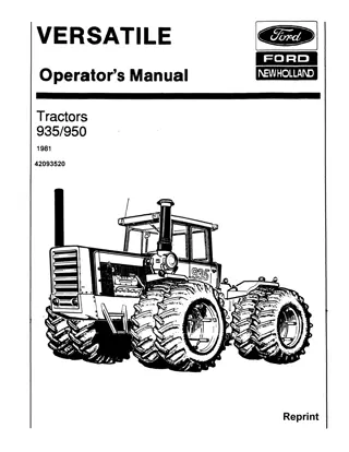 Versatile 935 950 Tractors Operator’s Manual Instant Download (Publication No.42093520)