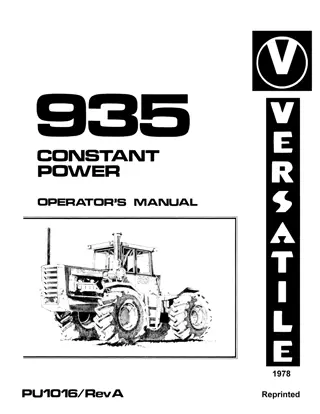 Versatile 935 Tractor Operator’s Manual Instant Download (Publication No.42093510)