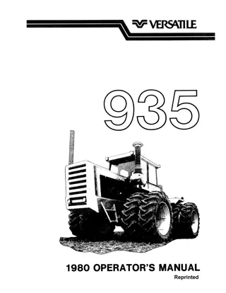 Versatile 935 Tractor Operator’s Manual Instant Download (Publication No.42093512)