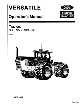 Versatile 936 956 976 Tractors Operator’s Manual Instant Download (Publication No.42093632)