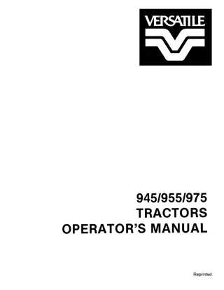 Versatile 945 955 975 Tractors Operator’s Manual Instant Download (Publication No.42094530)