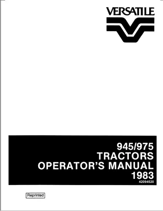 Versatile 945 975 Tractors Operator’s Manual Instant Download (Publication No.42094520)